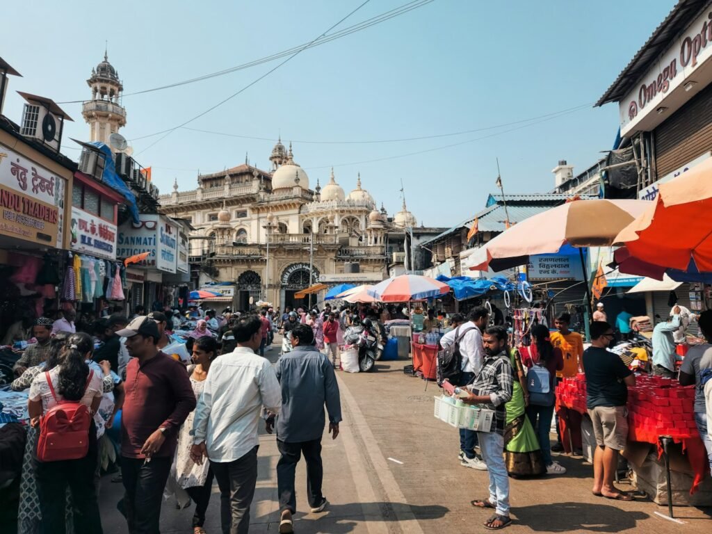 Local shops and market in India