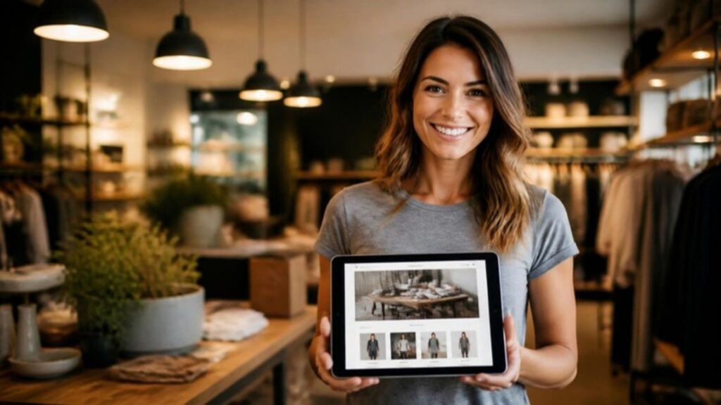 Website Development Company in Kottayam: Cost, Process and 8 Must-Ask Questions (2026) Business owner showing her new website on a tablet