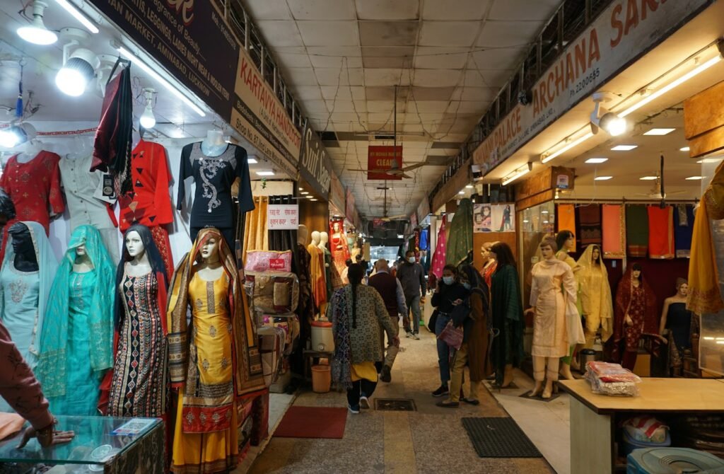 Local shops and market in India