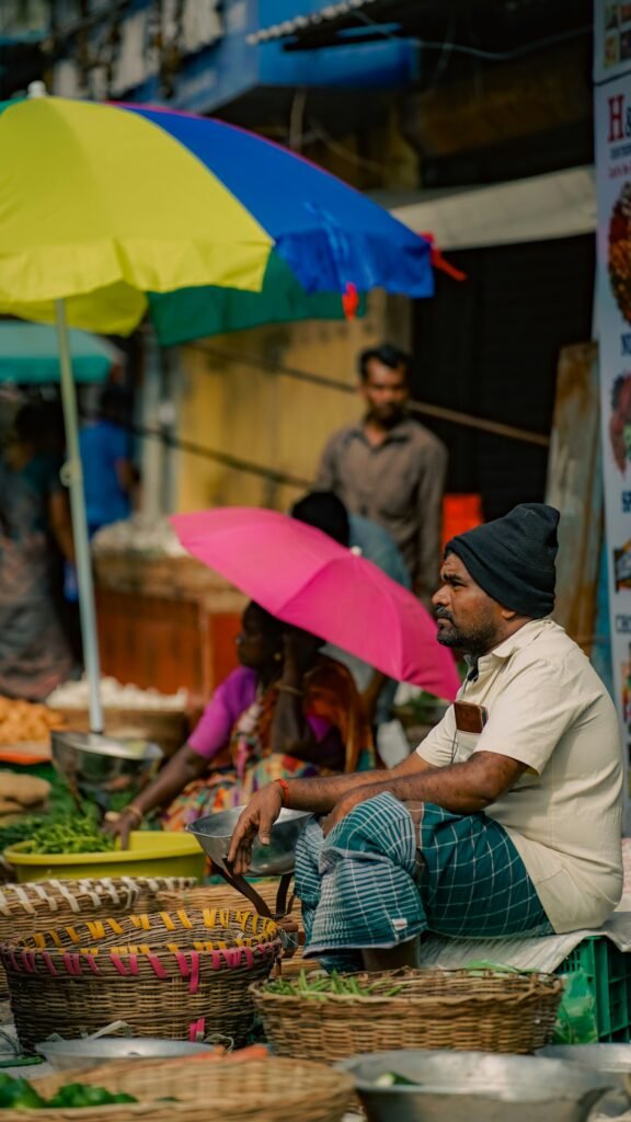 Local shops and market in India