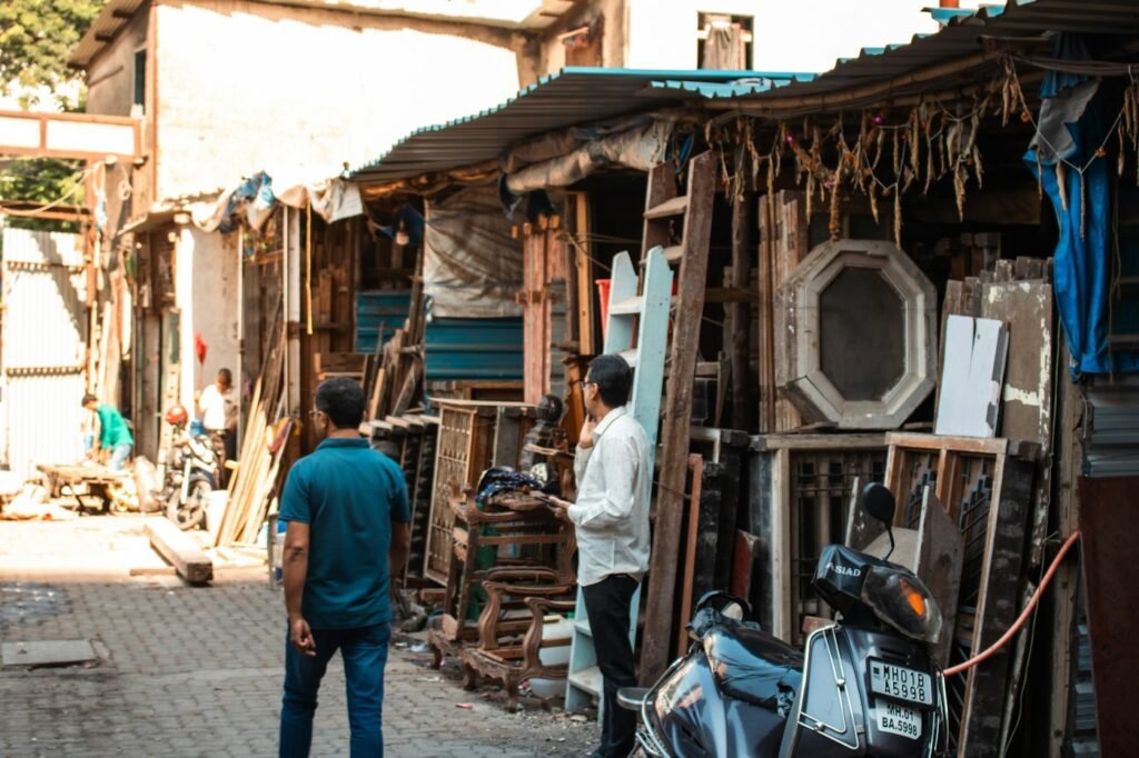 Local shops and market in India