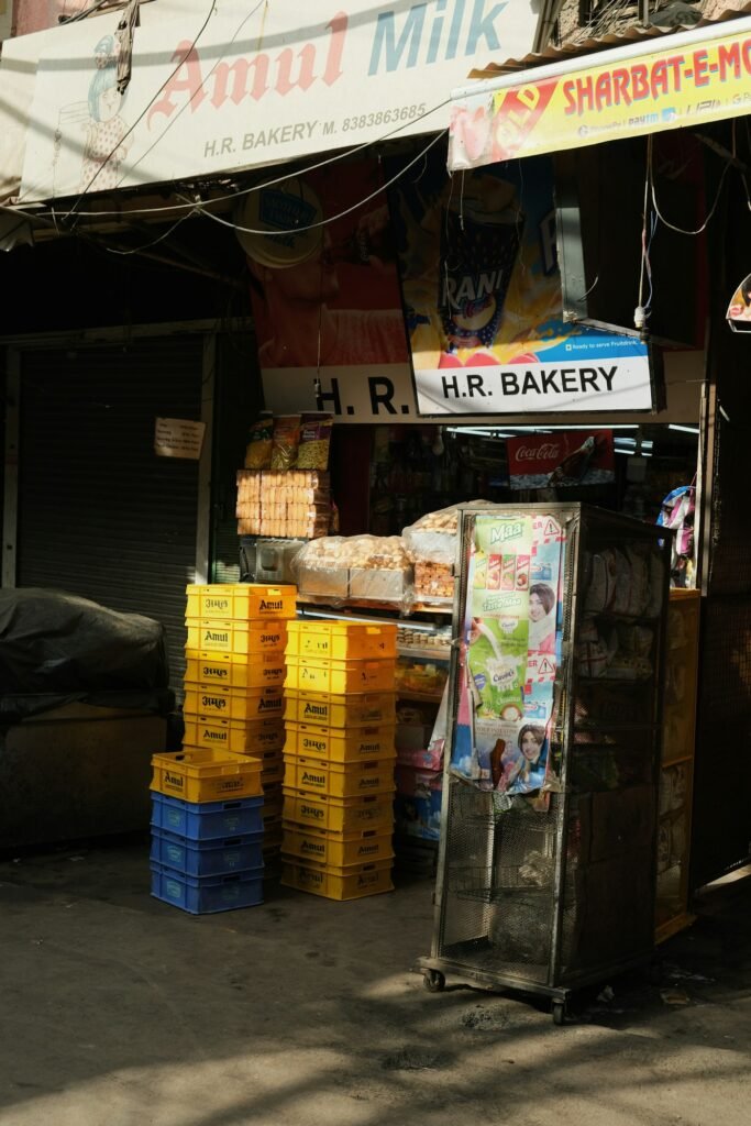 Local shops and market in India