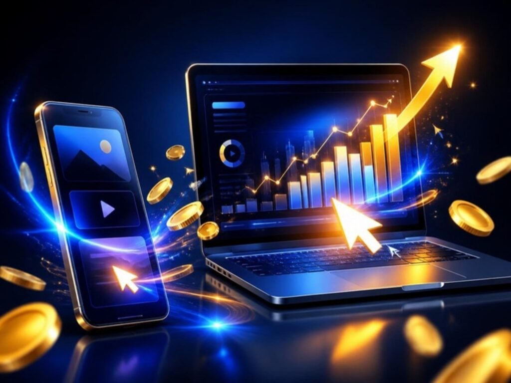 Digital Marketing Services in Kottayam: 10 Essential Services Explained (2026) Ad campaign results on a phone and laptop for digital marketing services in Kottayam