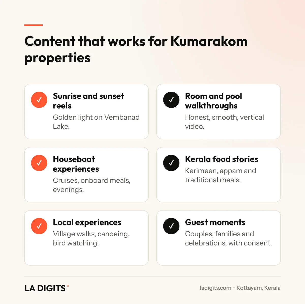 Digital Marketing for Hotels, Resorts and Homestays in Kumarakom and Kottayam (2026 Guide) Content ideas for Kumarakom resorts, homestays and houseboats on Instagram