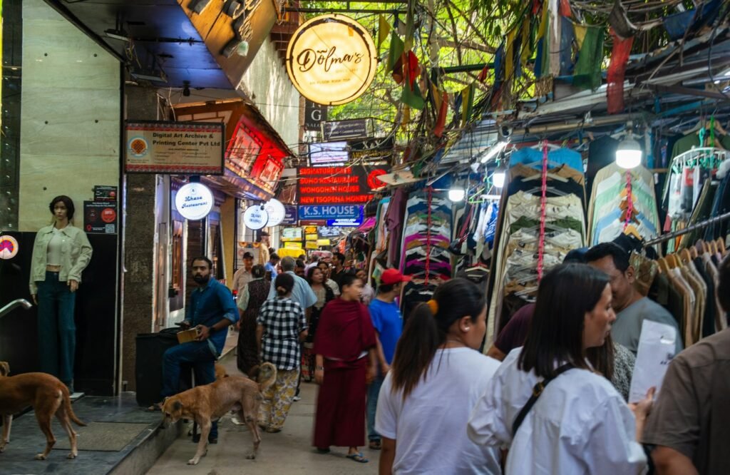 Local shops and market in India