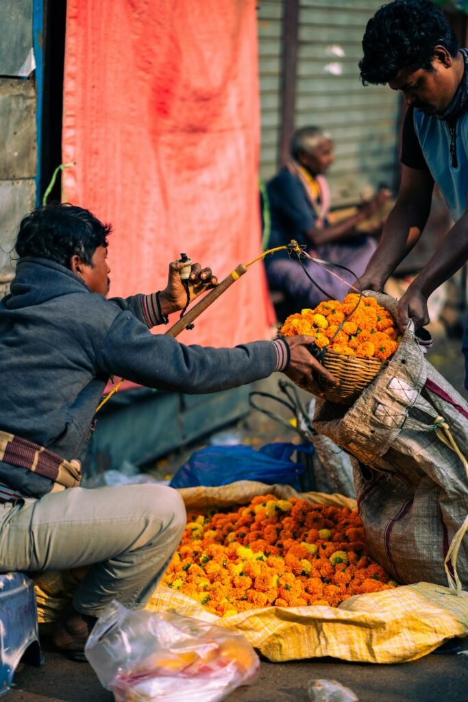 Local shops and market in India