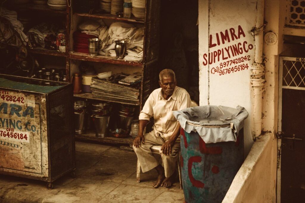 Local shops and market in India