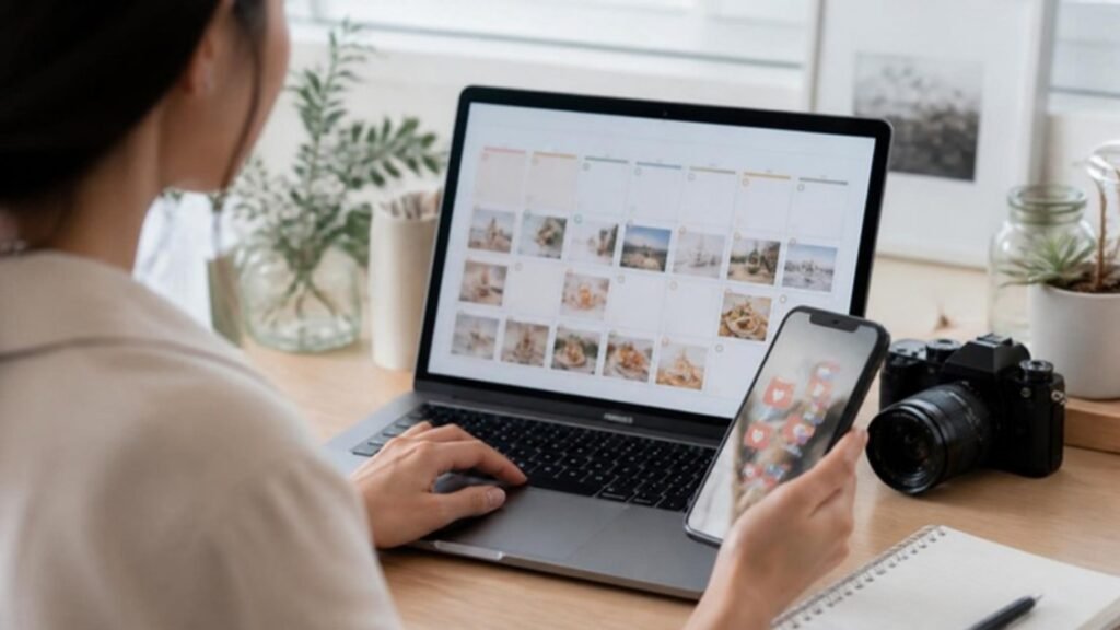 Social Media Marketing in Kottayam: The Complete 2026 Guide for Local Businesses Social media manager scheduling posts on a laptop in Kottayam