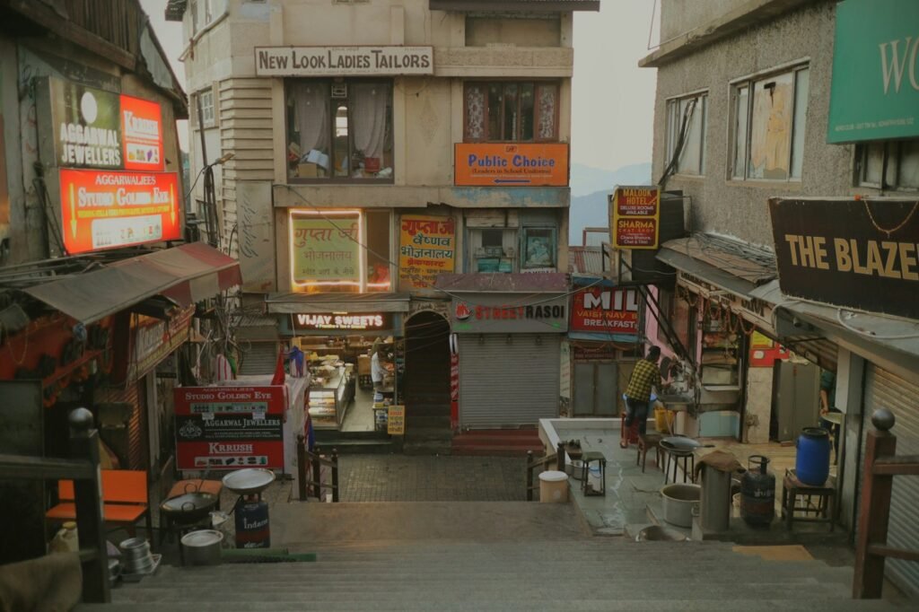 Local shops and market in India